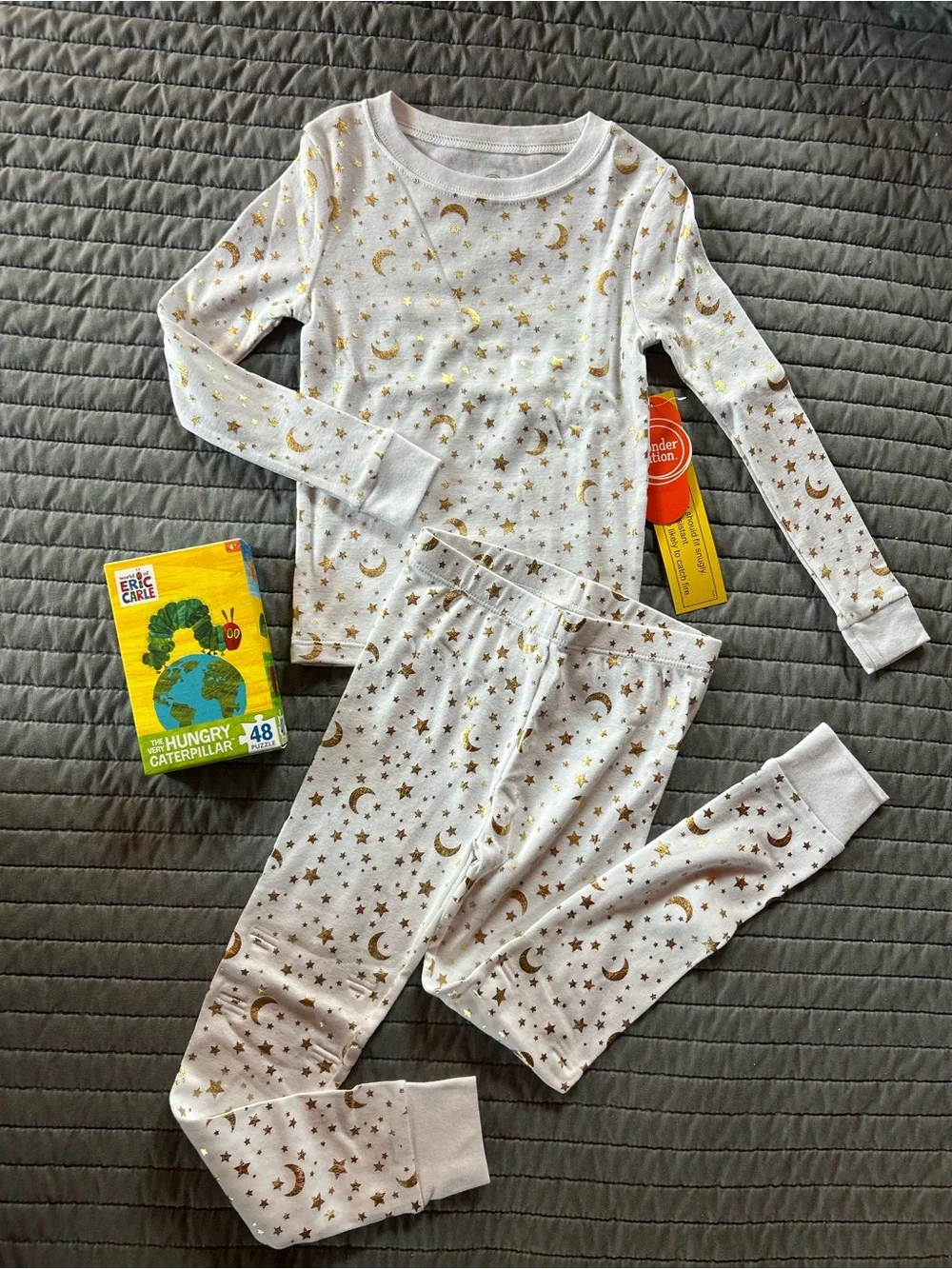 Wonder Nation moon and star  Pajama Set & Hungry Caterpillar puzzle